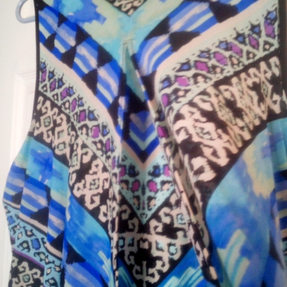 💕 3/$15 "Beige" Blue Dress Large like new - Picture 3 of 8